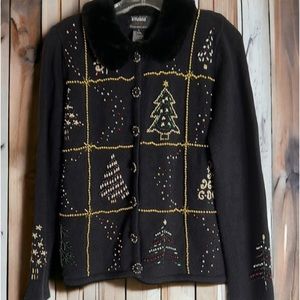 Designers Originals Studio Joy Sweater Small Christmas Women’s Cardigan